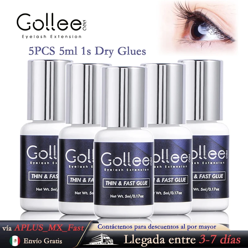 

Gollee Glue for Eyelash Extensions 5PCS 5ML Bonder Glue Lash Extension Supplies Lash Glue Super Bonder Lash accelerator Set