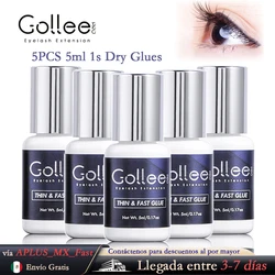 Gollee Glue for Eyelash Extensions 5PCS 5ML Bonder Glue Lash Extension Supplies Lash Glue Super Bonder Lash accelerator Set