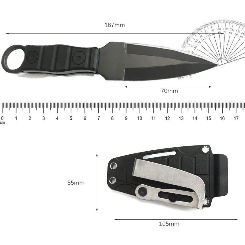 EDC Portable Outdoor Camping Small Straight Knife, High Hardness Self-Defense Tactical Knife, Multifunctional Rescue Tool Knife