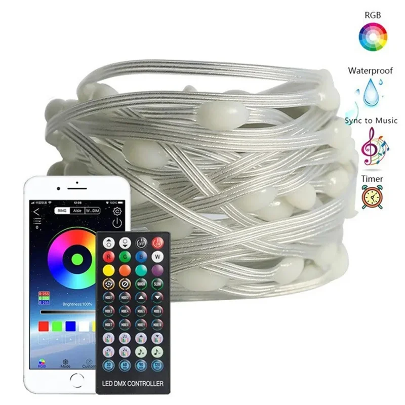 Imagem -02 - Smart Rgb Led String Lights Bluetooth Fairy Lights Festão Árvore de Natal Casamento Decoração do Jardim ao ar Livre Ano Novo l m 10 m 20m