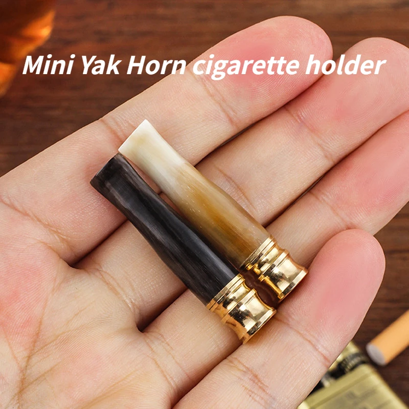 حامل سجائر صغير محمول ميكروفيلتر ، قرون الياك الطبيعية ، أنابيب تبغ صحية قابلة لإعادة الاستخدام ، هدايا للرجال ، 6 way, 8 way #1