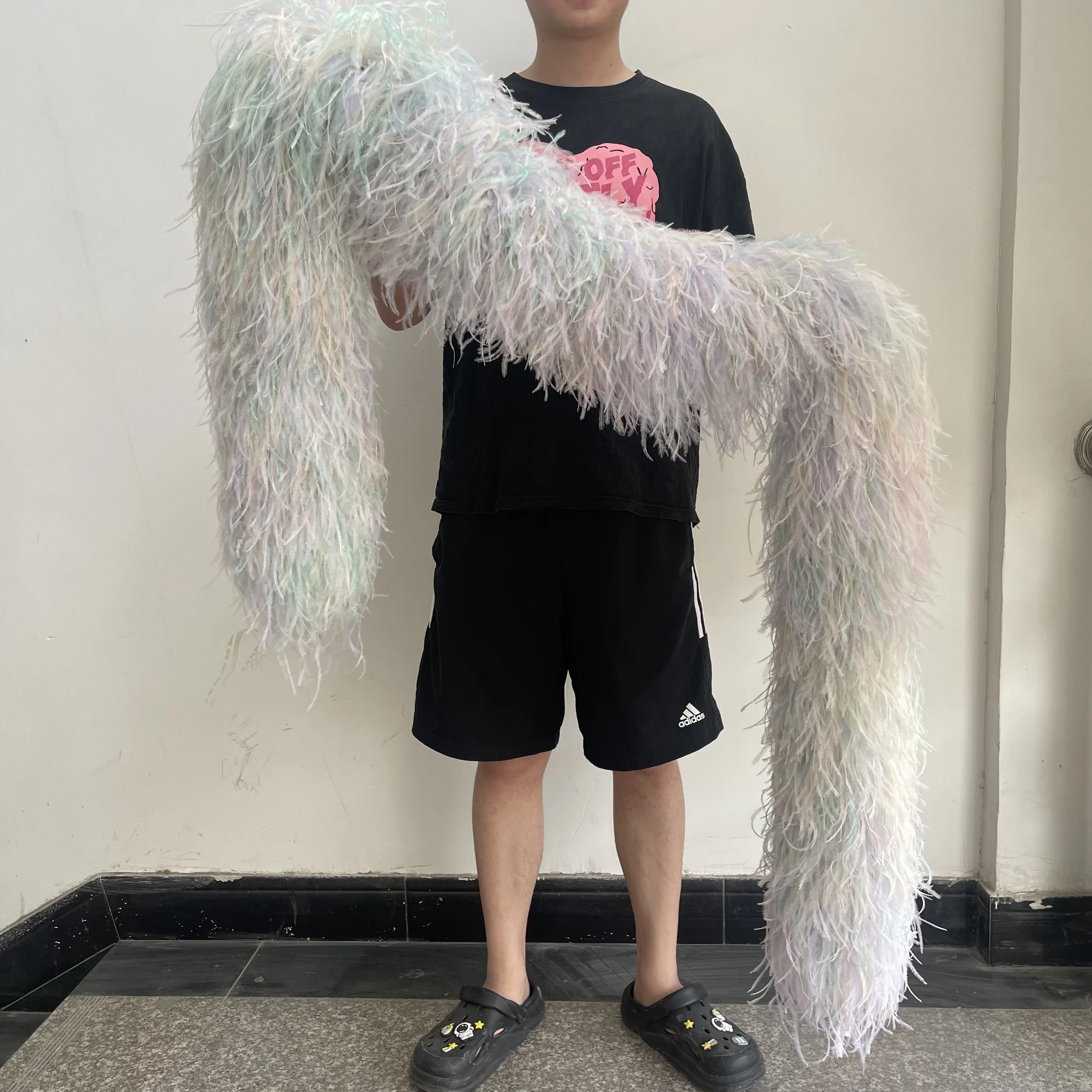 

35PLY Fluffy Natural Ostrich Feather Scarf Shawl 0.5 to 3 Meters Custom Length for Luxury Wedding Party Cosplay Costume Decor