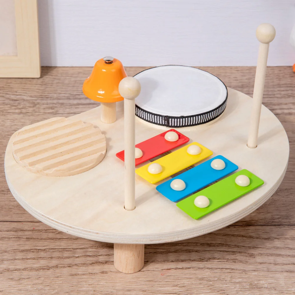 1Set Kids Xylophone Drum Set Wooden Musical Table Light Weight Educational Percussion Instruments Early Development Fun Musical