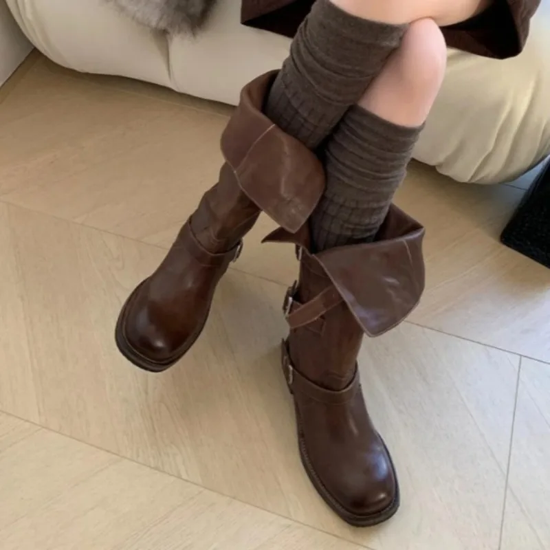 

Heeled Long Boots for Women Fashion Buckle Elegant Shoes 2025 Designer Winter New Trends Knee Boots Party Pumps Zapatillas Mujer