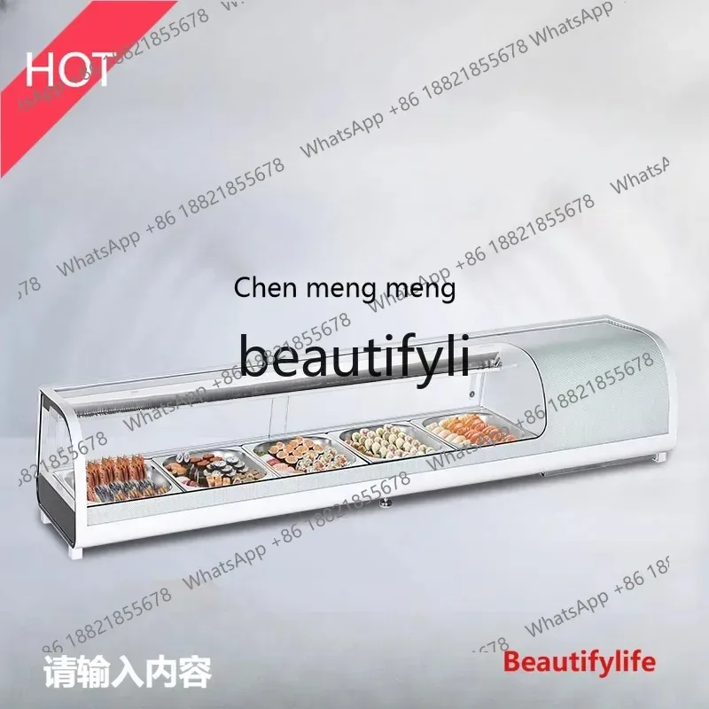 cn8617 ss Desktop Sushi Salmon Seafood Refrigerated Fresh-keeping Cabinet Deli Dessert Horizontal Commercial Display Cabinet