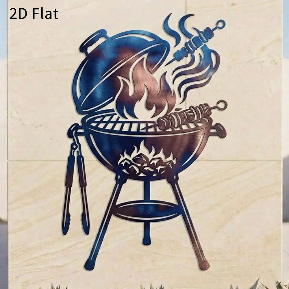 CIFBUY BBQ Grill Metal Wall Art Iron Sculpture Rustproof Backyard Decor Indoor Outdoor Home Patio Man Cave Gift