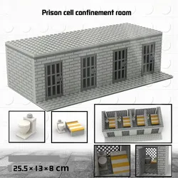 MOC military base prison model Blocks guard tower fence building thief toilet bed bricks toy boy Christmas gifts