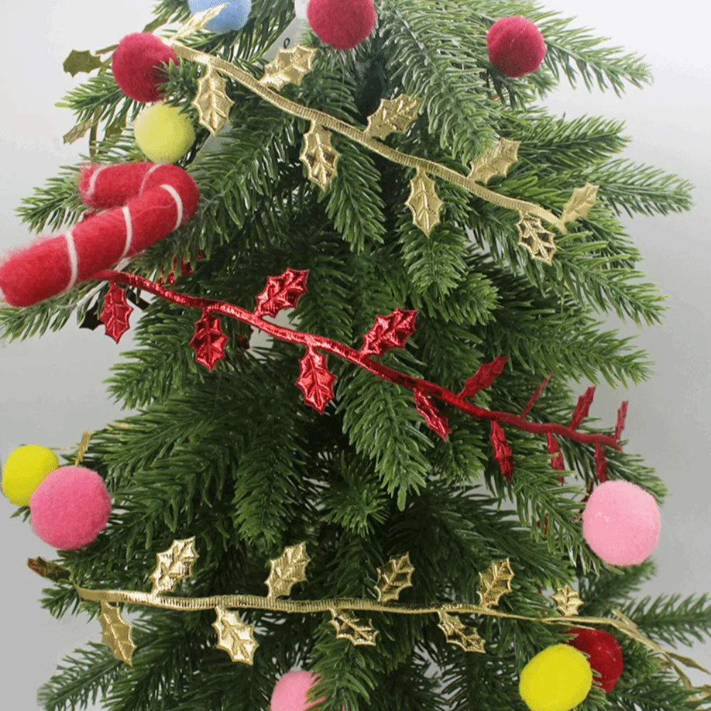 Home Decoration 10M Length Maple Leaf Ribbon Ultrasonic Cut Multi Color Satin Ribbon Foliage Ribbon Tree Ornament