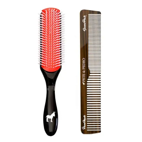 

Premium Men's Styling Hairbrush & Comb Set for All Hair Types, Detangling & Smoothing