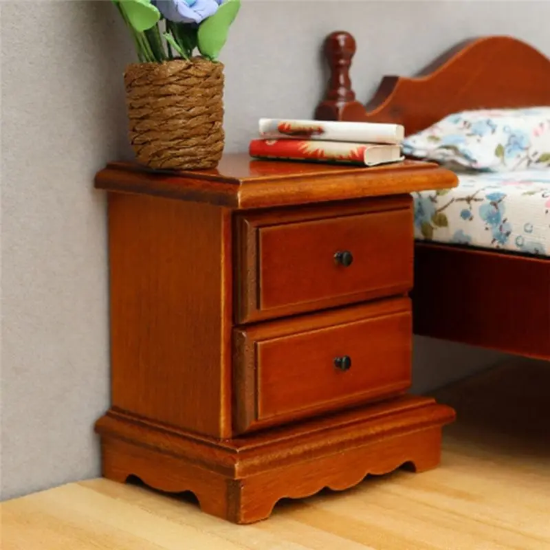 AC52-1:12 Miniature Dollhouse Furniture Model Play House Cabinet Wooden Clamshell Desk Diy Dollhouse Accessories