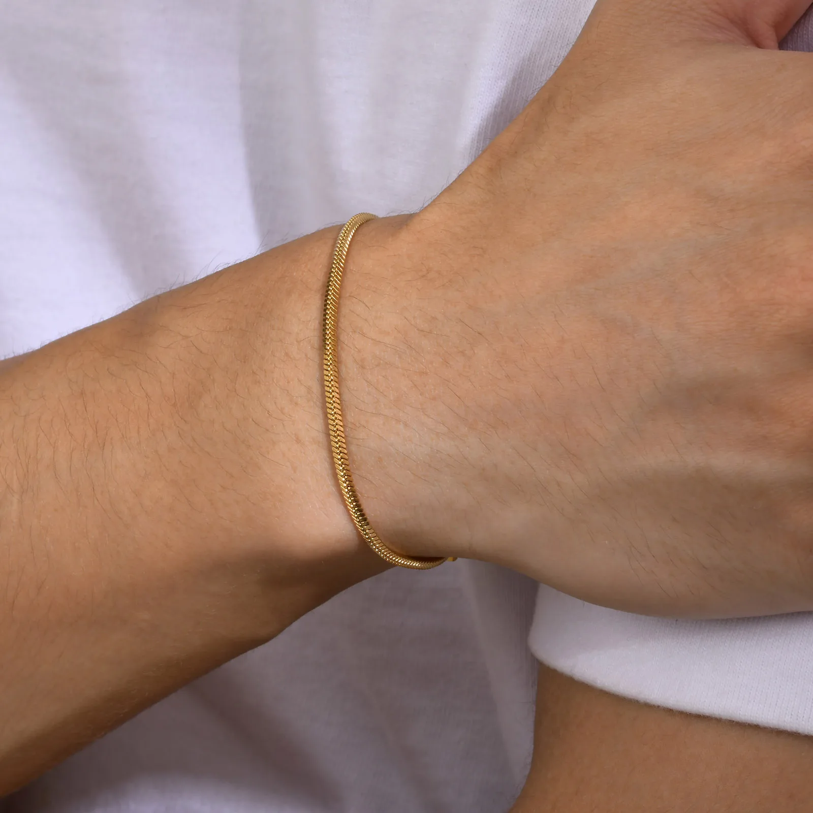 Dropshipping 3mm Round Snake Chain Bracelets for Men, 925 Sterling Silver Bracelet, Basic Casual Wristband