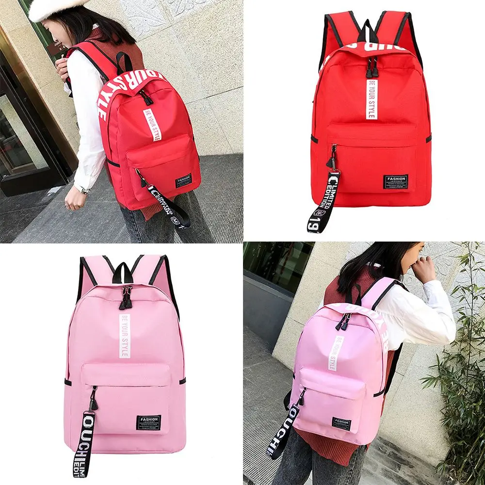 Pure Colour Schoolbag Women Men bag Nylon Large Capacity Backpack Teenage Girls Rucksack Bags Waterproof Travel Bag