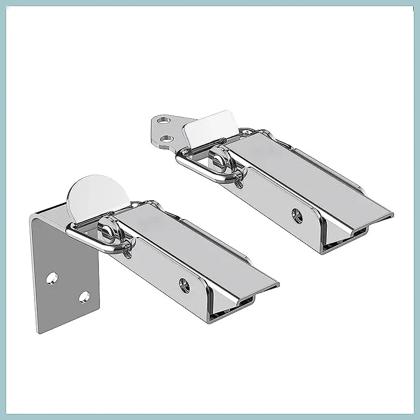 2pcs 90 Degree Right Angle Lock Buckle Stainless Steel Metal Hasp Latch for Wooden Crate Transport Packaging Box, Heavy Duty