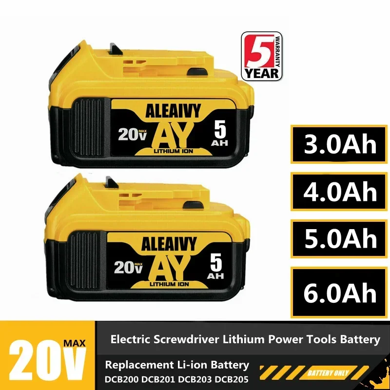 Genuine 18V/20 Volt MAX 5.0Ah 9.0Ah DCB200 Replacement Li-ion Battery for DeWalt DCB205 DCB201 DCB203 Power Tool Batteries