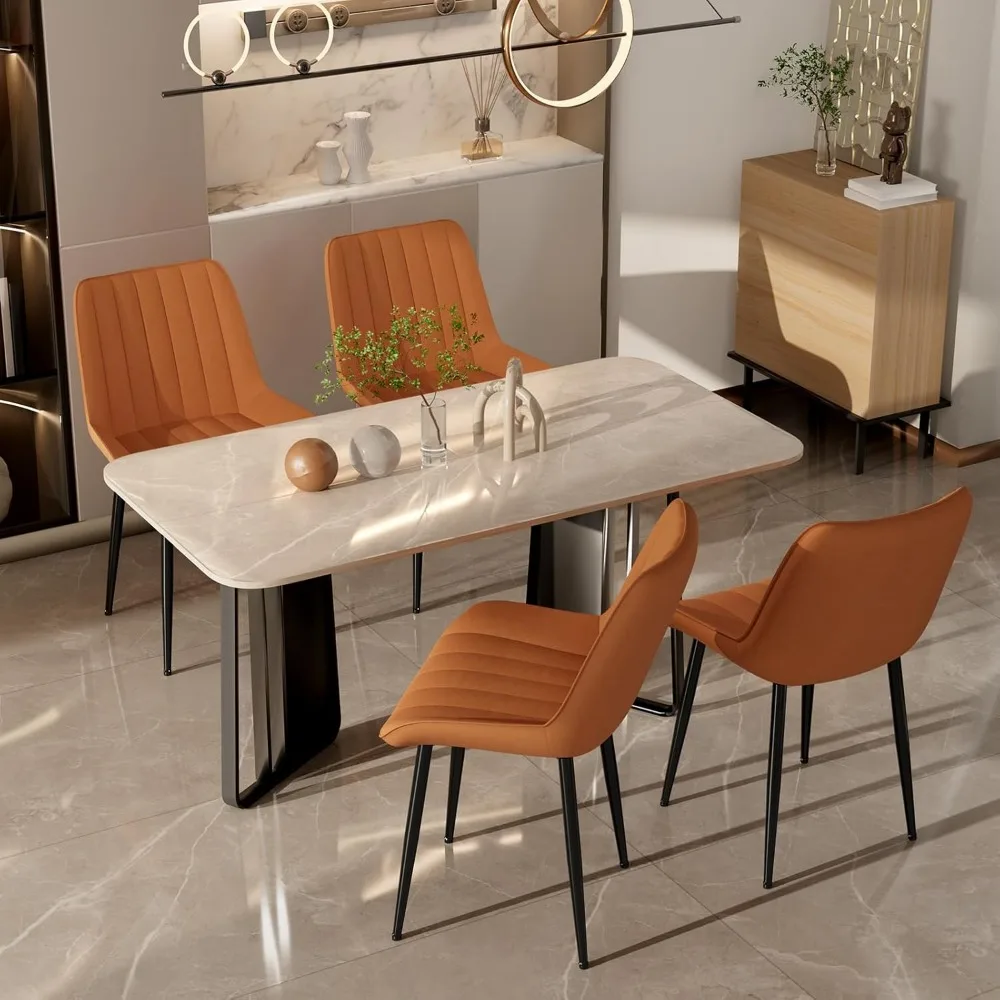 مجموعة كراسي تناول الطعام TLSUNNY مكونة من 2/4، كراسي غرفة طعام منجدة حديثة من الجلد السويدي عالي الظهر مع وسائد سميكة، عريضة