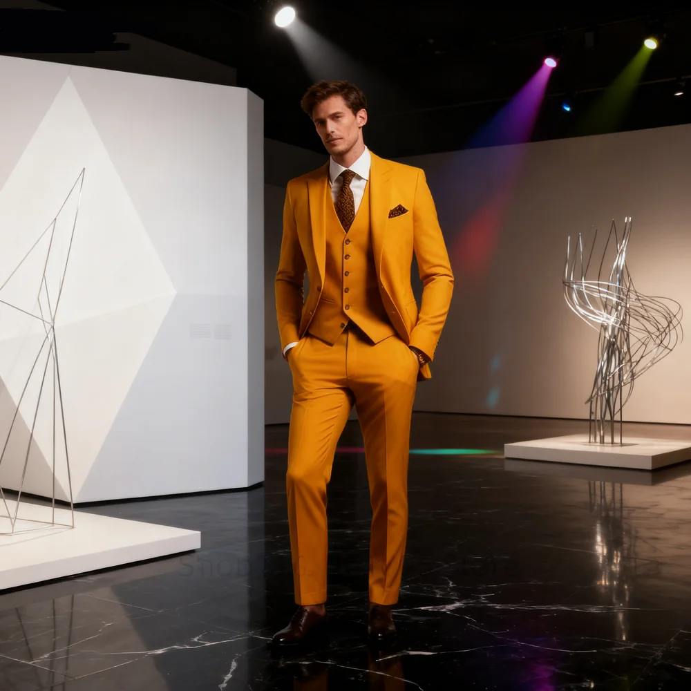 

Classic Wedding Solid 3-Piece Smoking Ternos Fino Adjusted Male Formal Business Suits for Groomsmen And Festive Occasions