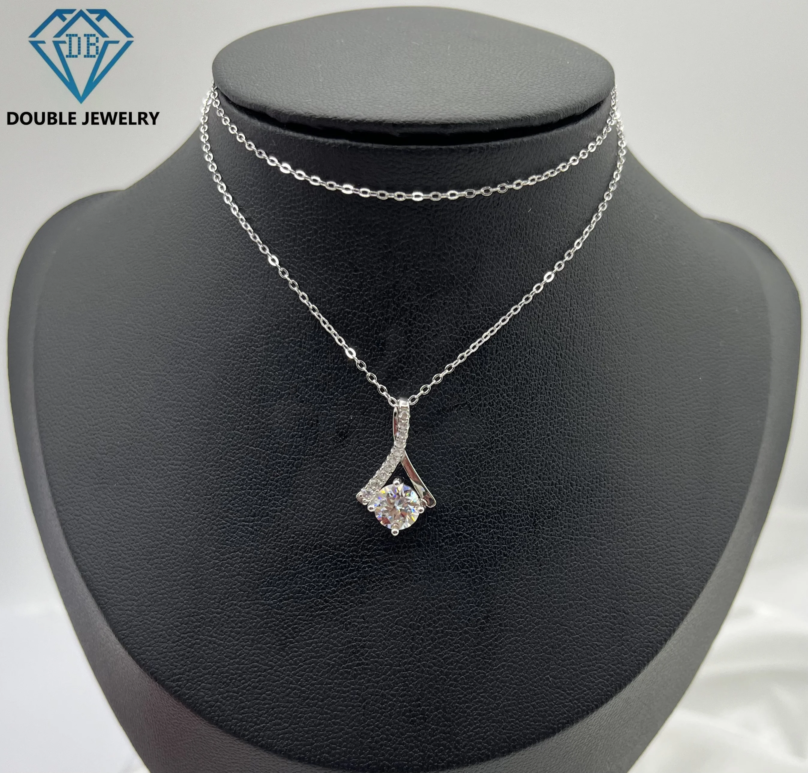 

Double Jewelry Bling Bling 1ct Moissanite diamond Pendant Necklace for friend jewelry gift 925 sterling silver pendants necklace