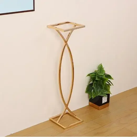 10 Stück Gold Metall Kreuz Blumenständer Hochzeitsgang Blumensäule Tischdekoration Vase Geometrischer Halter für Gang und Kirche – Detail 8