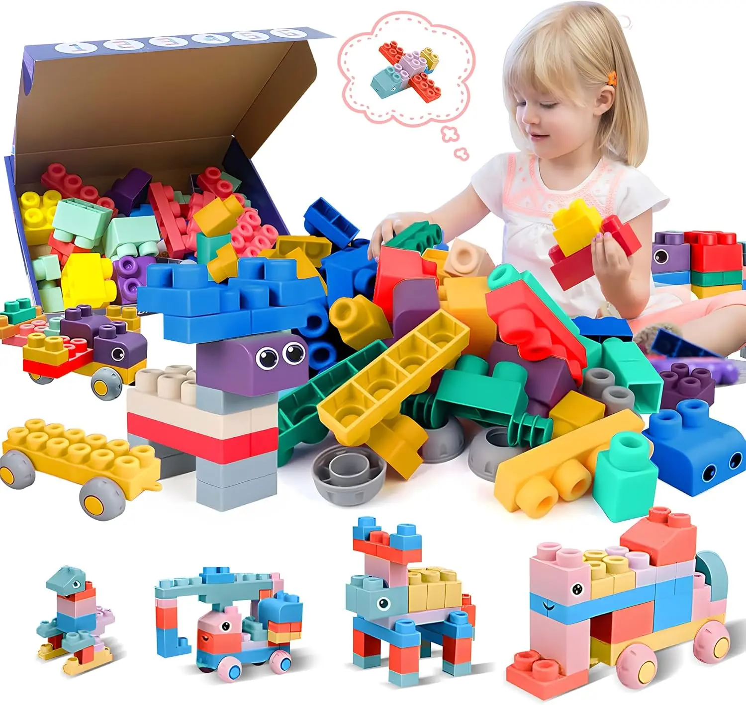

Soft Building Blocks for Toddlers, 40 PCS Large Stacking Blocks, Teething Toys & STEM Gifts for Babies 6+ Months