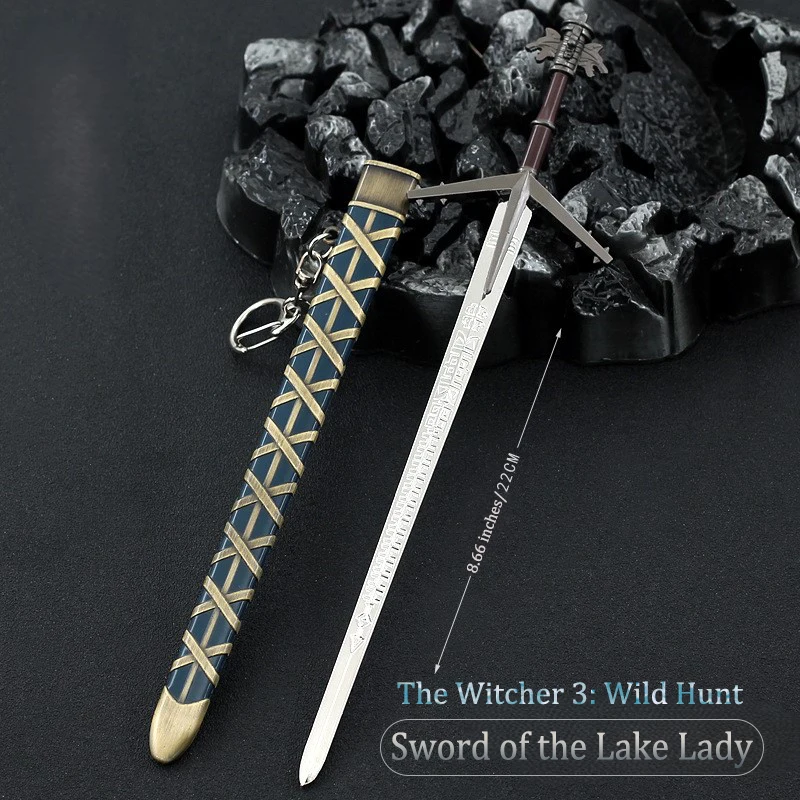 Espada de lago Aerondight de 22CM, totalmente de Metal con funda, artefacto coleccionable, fantasía Medieval, artesanía de acero Noble, arte de exhibición