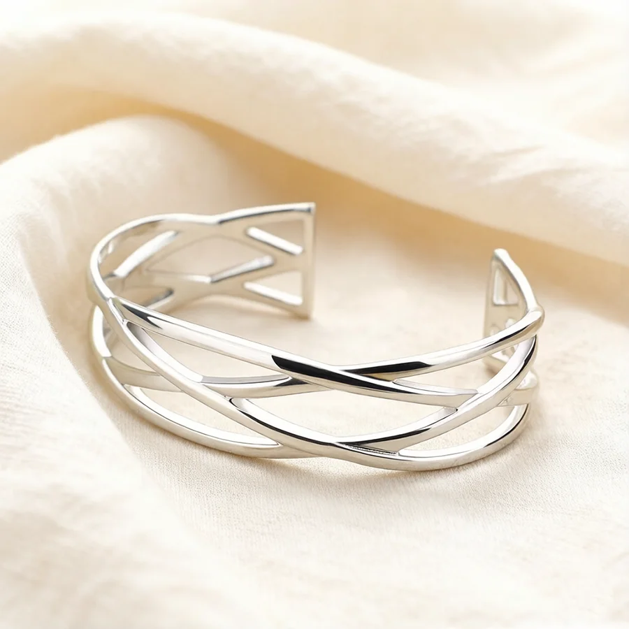 

Vintage 925 Silver Adjustable Bracelet Openable Retro Fashion Bangle Size Fit All Daily Casual Jewelry Gift for Women