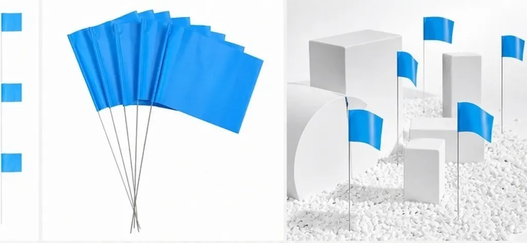 100Pcs Landmark Flags Wire Stake Marking Flags for Outdoor Safety Caution Traffic Lawn Garden Construction Site Utility Location