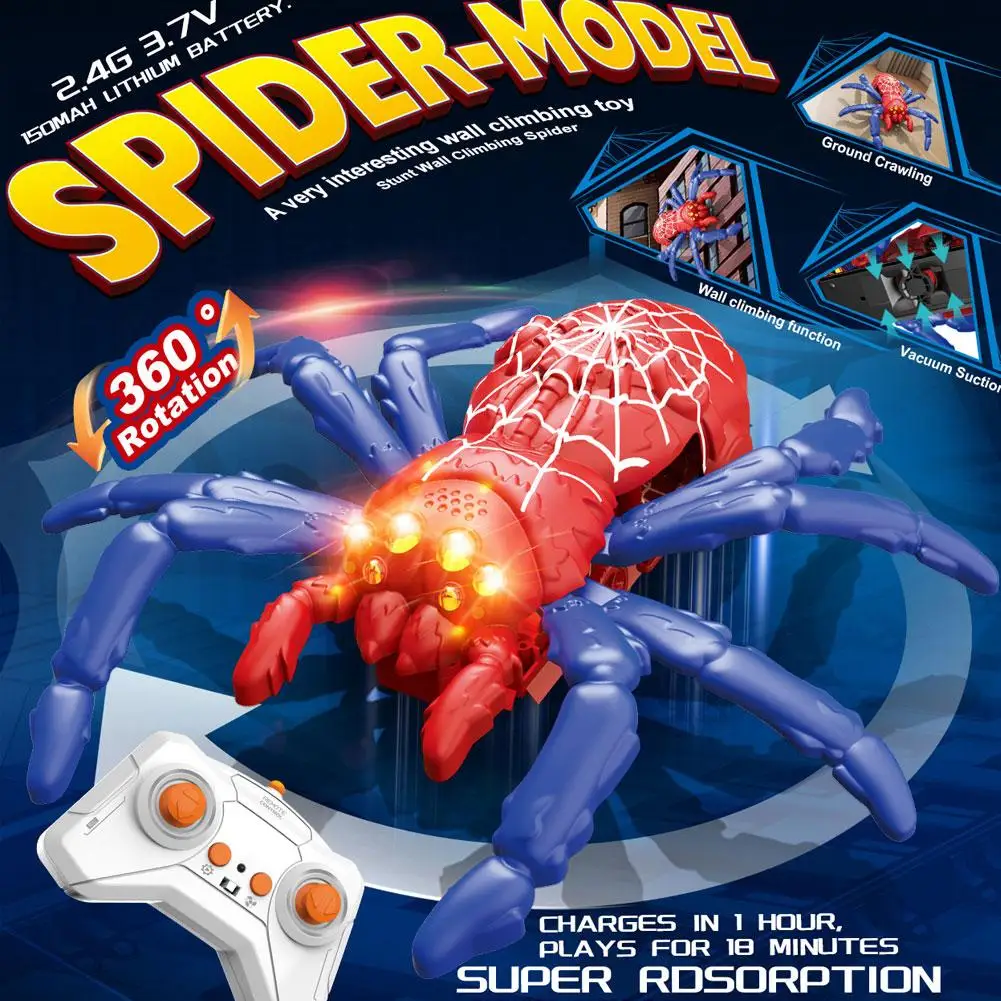 거미 도마뱀 원격 조종 장난감 벽타기 로봇 RC 자동차 LED 눈동자 동물 모방 장난감 전기 어린이 할로윈 장난감 1개