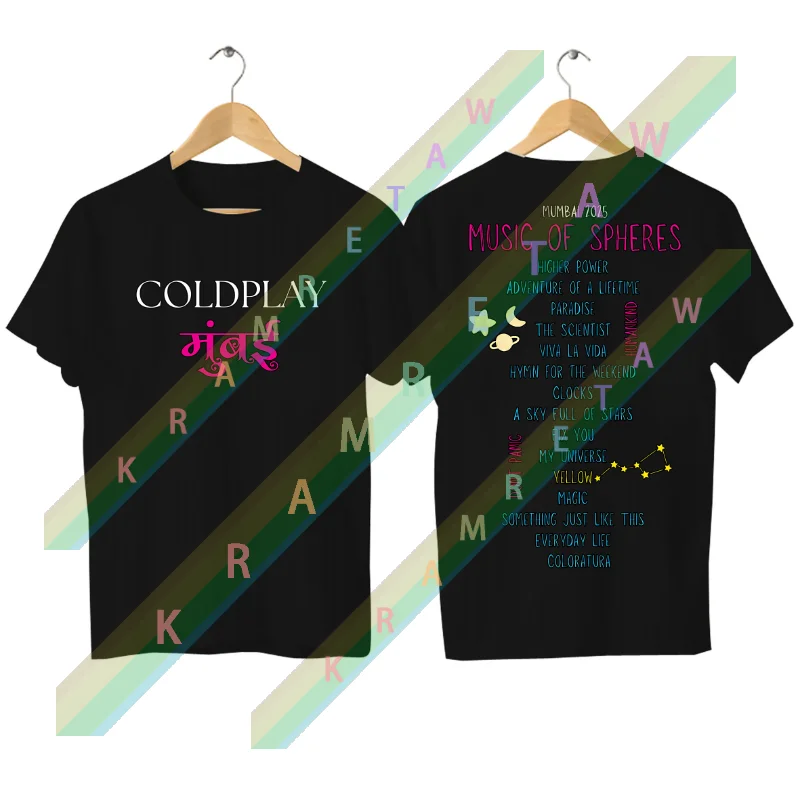 

Summer Men T Shirt Casual Cold.new.Play Music of The Sphere.s Tour 2025 new Shirt World Tour T-shirt 100% Cotton moon music Tee