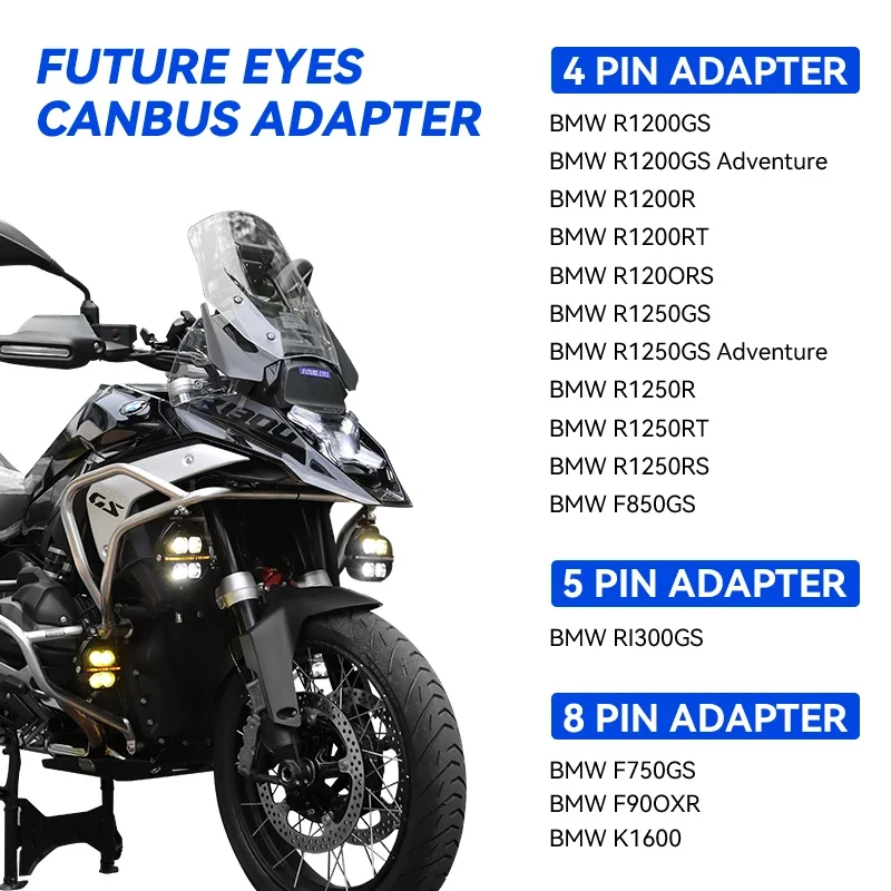 Future Eyes  CANBUS Wiring Harness, 4PIN/5PIN/8PIN Universal Motorbike Wiring Adapter for LED Auxiliary Lights