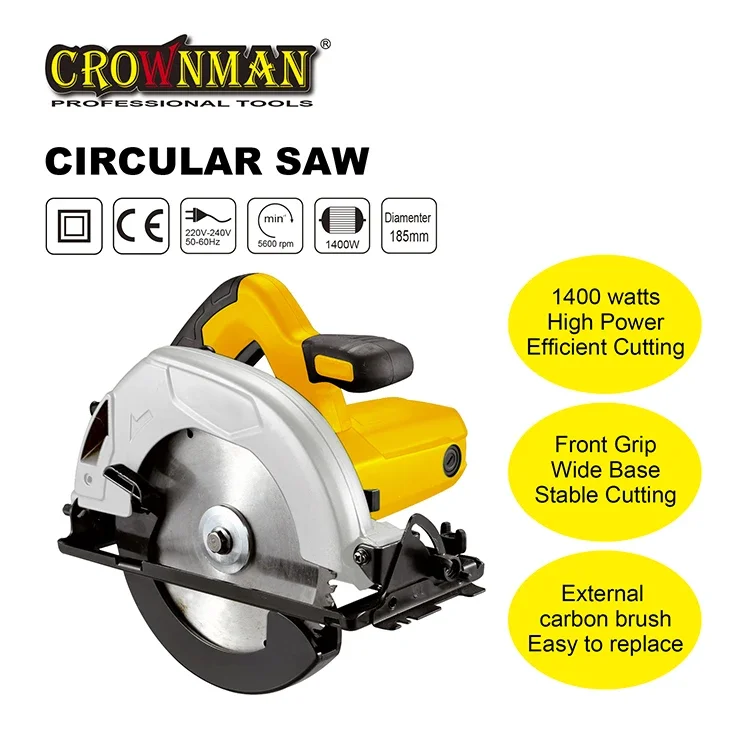 CROWNMAN Professional Custom Portable 1400W 5600rpm Electric Circular Saw for Cutting Wood