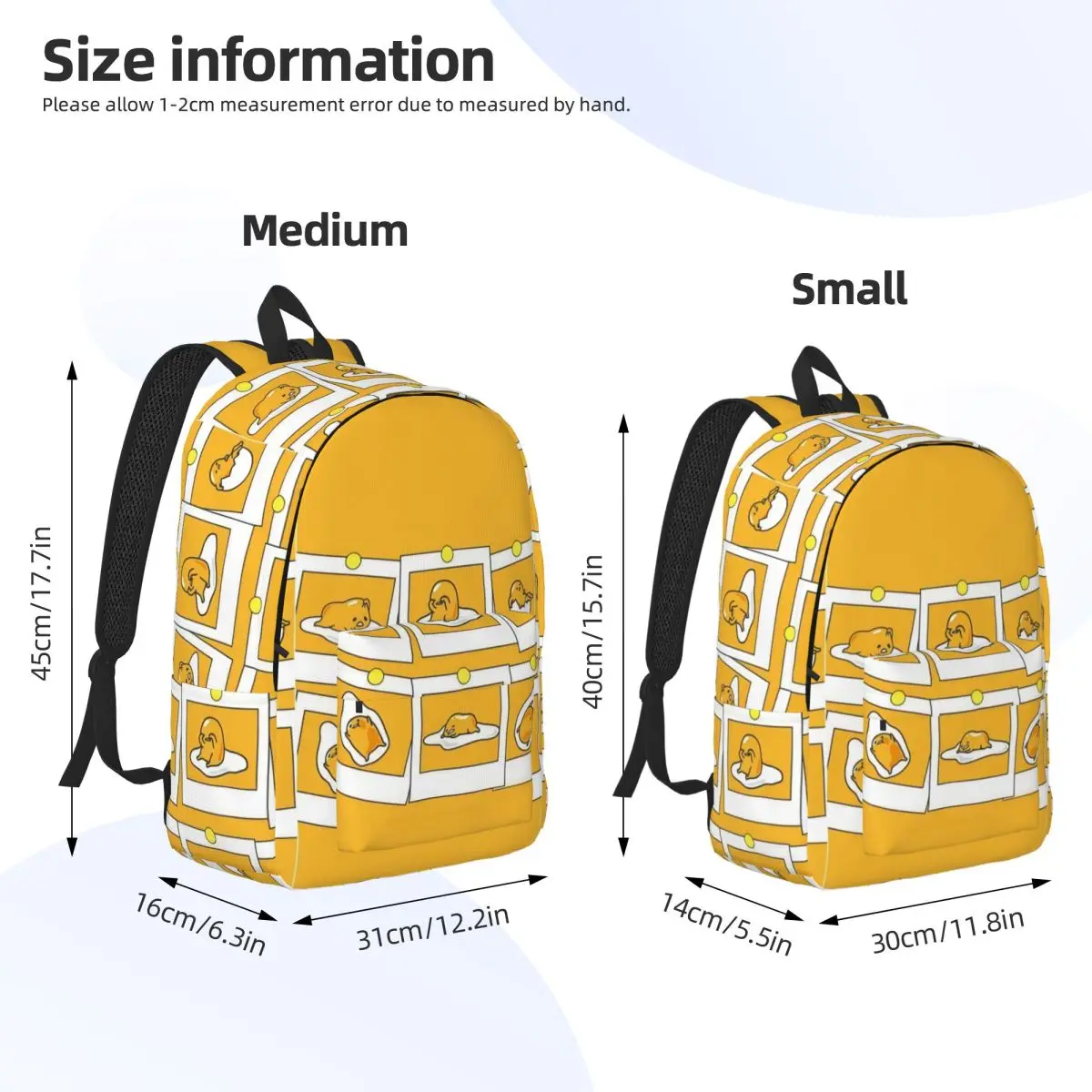 Mochila Gudetama con bonitos huevos de dibujos animados para niño y niña, mochila escolar para estudiantes, mochila de viaje para preescolar y guardería