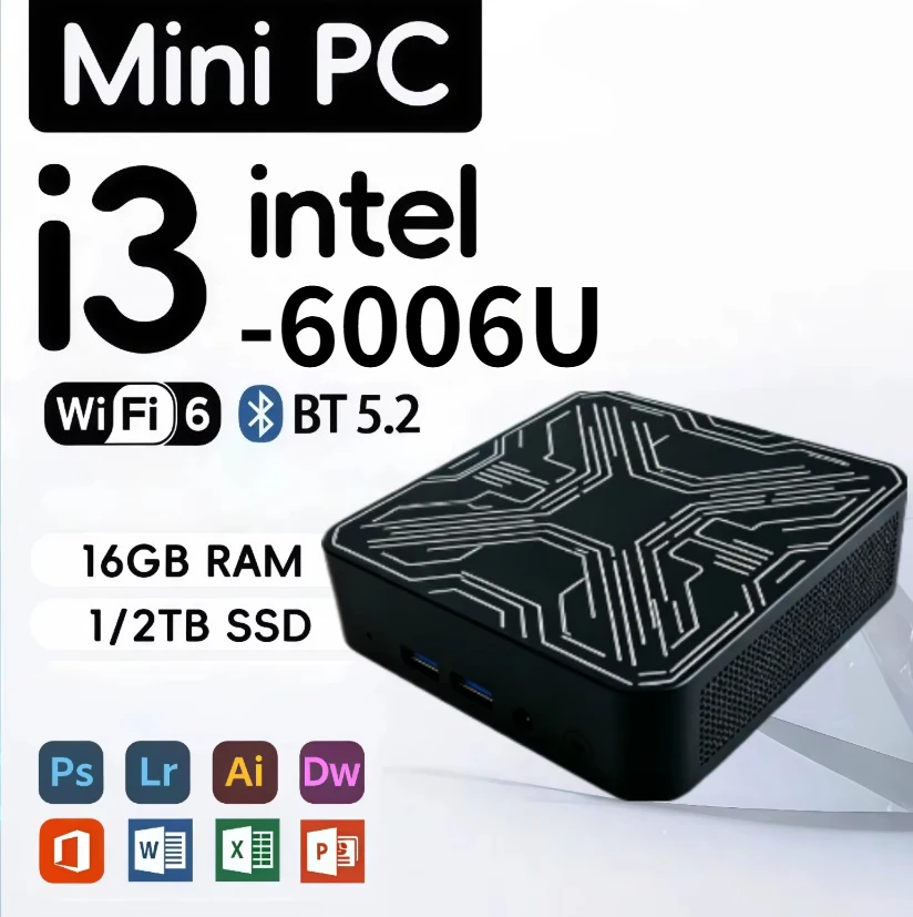 Intel Core i3-6006U  Portable Mini PC Gamer Mini Computer 16GB RAM 512GB 1TB SSD 1000M Ethernet Gaming PC Desktop