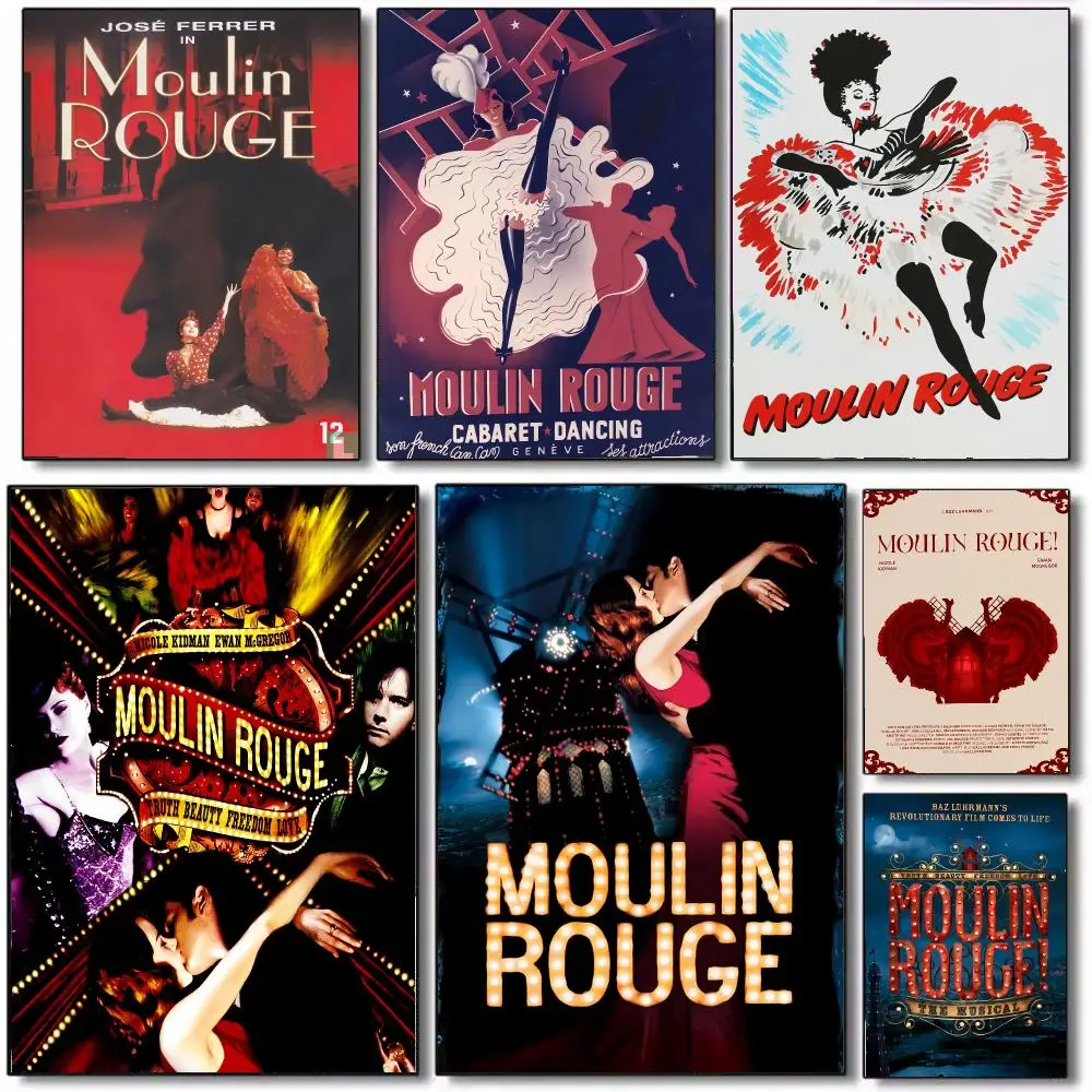 Movie M-Moulin Rouge Poster Wall Art Printed Decor Sticker Stylish Home Gift for Living Room Bedroom Corridor Cafe