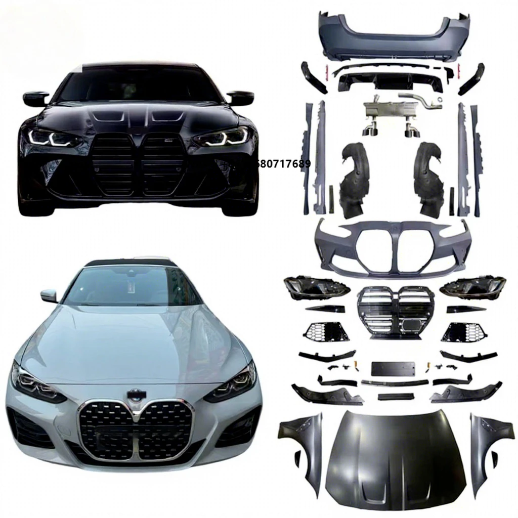 For 4 Series G22 Car Body Kit Wide Bonnet Exhaust Mud Bumper for Old to New M4 1:1 Ratio Customizable Car Accessories