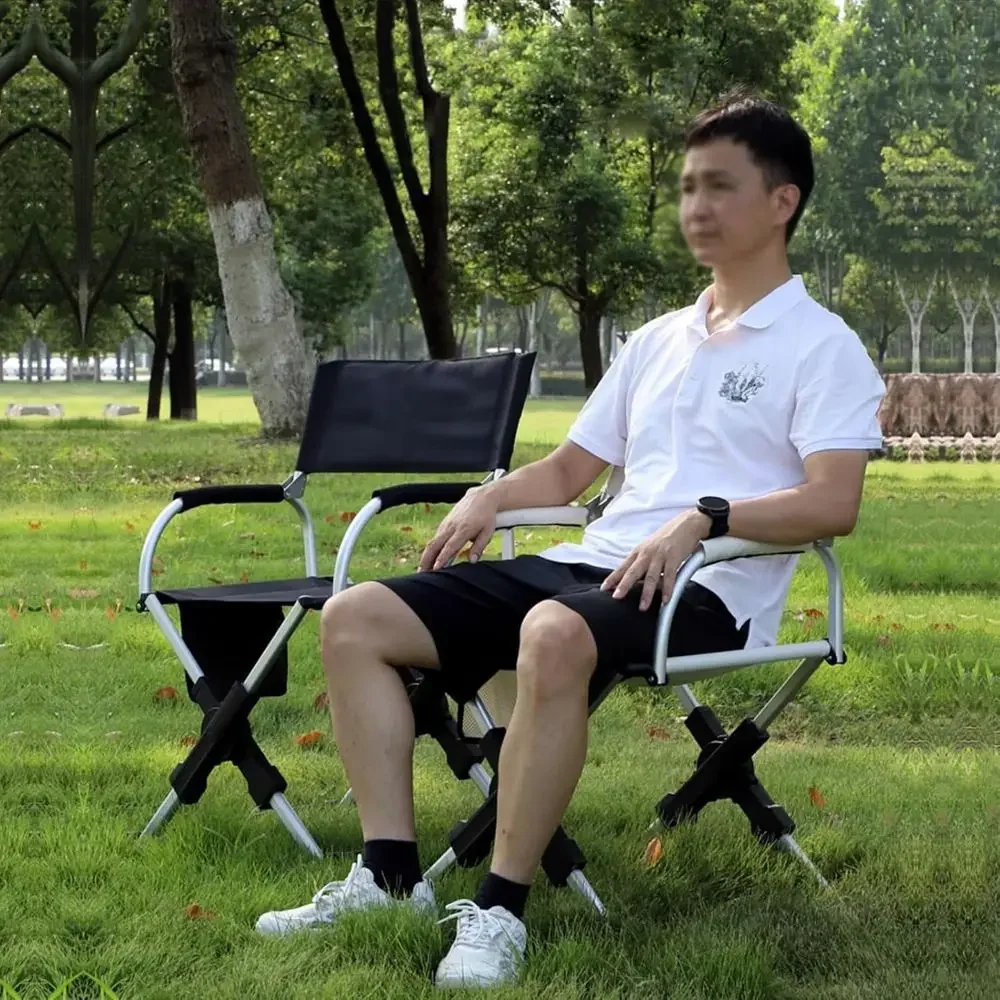 Portable Folding Armchair with Carry Bag, Ideal for Outdoors, Camping, Sports, and Beach Activities (Beige)