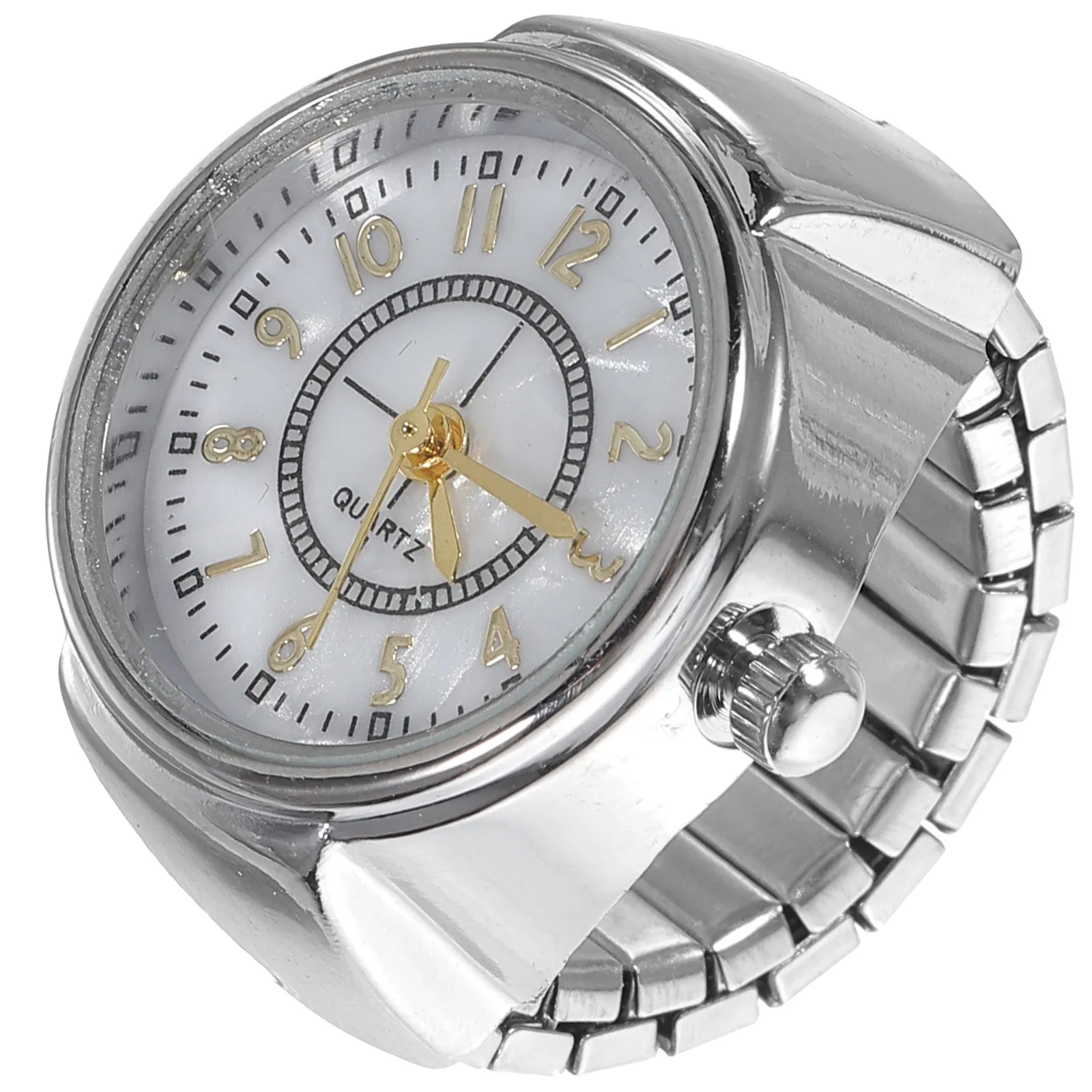 

1 шт. миниатюрные цифровые часы-кольцо для женщин, серебристые, кварцевые, модный ювелирный аксессуар, с четкими цифрами, отличный подарок