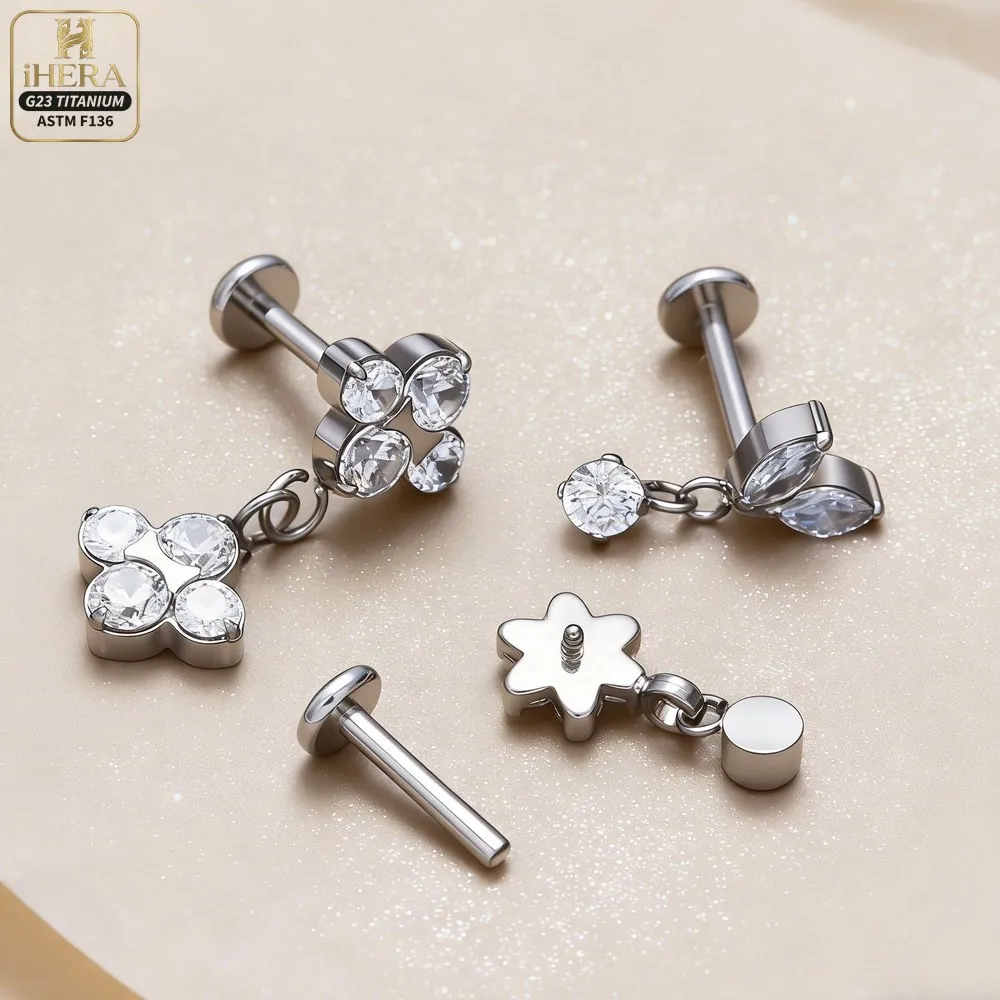 ASTM F136 Titanium Internal Thread Labret Stud Lip Ring Ear Cartilage Helix Tragus Conch Piercing Jewelry 1PC Tiny Minimalist
