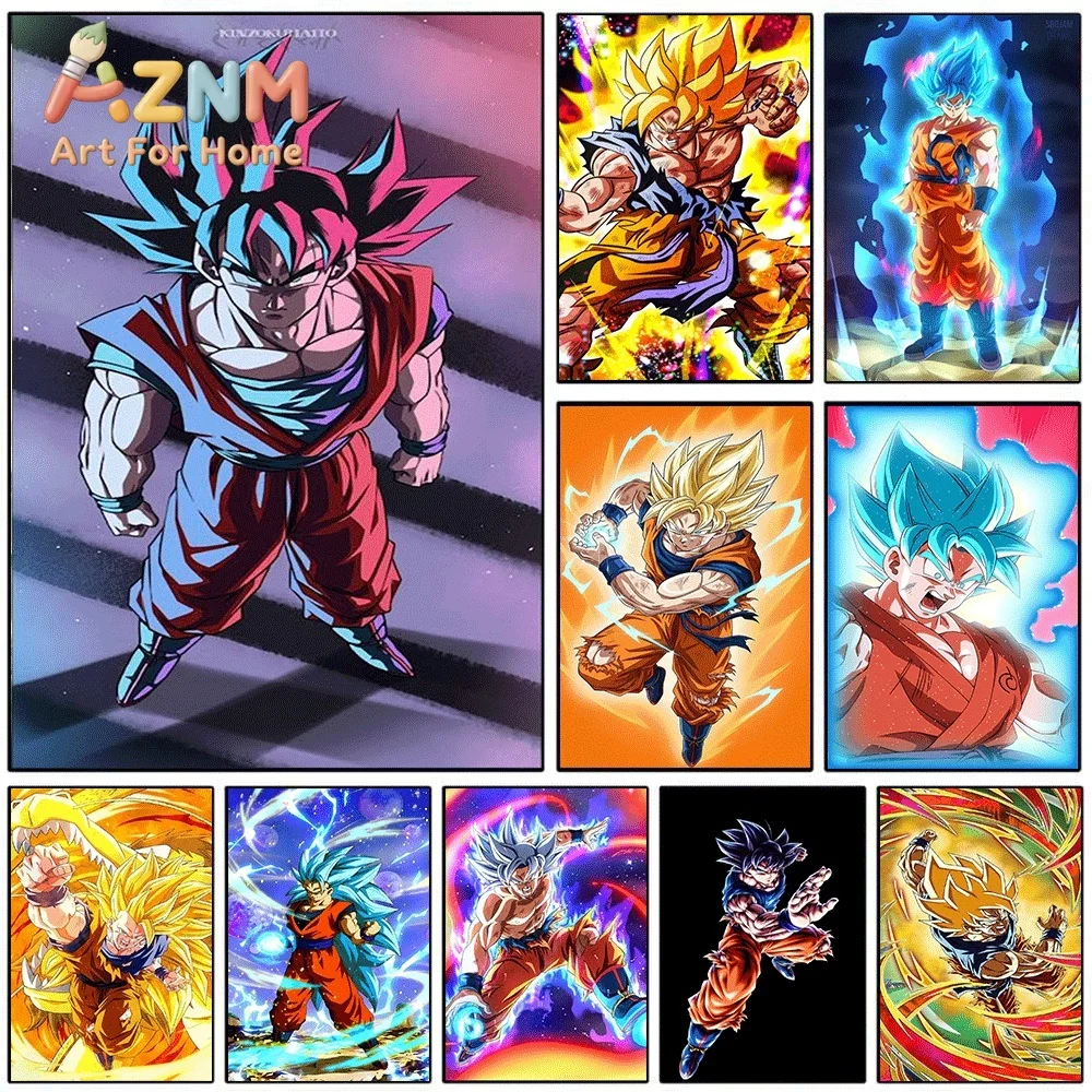 Dragon Ball Z Goku Super Saiyan Blue God Anime Canvas Wall Art Unframed Single Canvas Print Home Decor Poster for Living Room