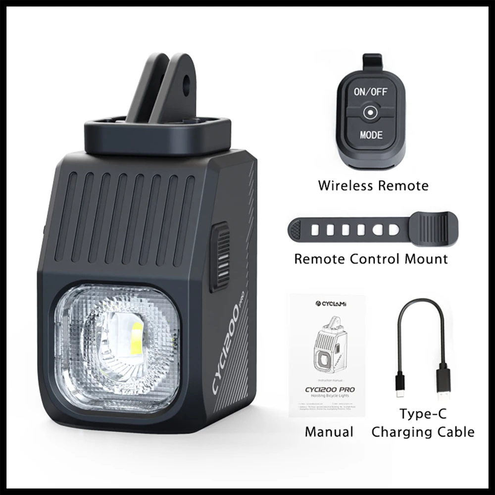 

Беспроводная дистанционная подвесная велосипедная фара 1200 люмен, передняя фара с отключением, алюминиевый сплав, дорожная гора CYCLAMI 1200 Pro