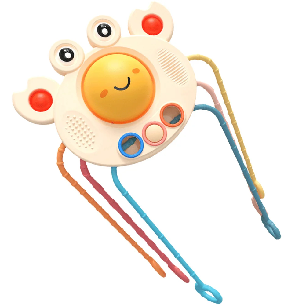 Crab Pull String Interactive Silicone Baby Sensory Teething Educational Pull String Early Learning Gift Toddler Toys