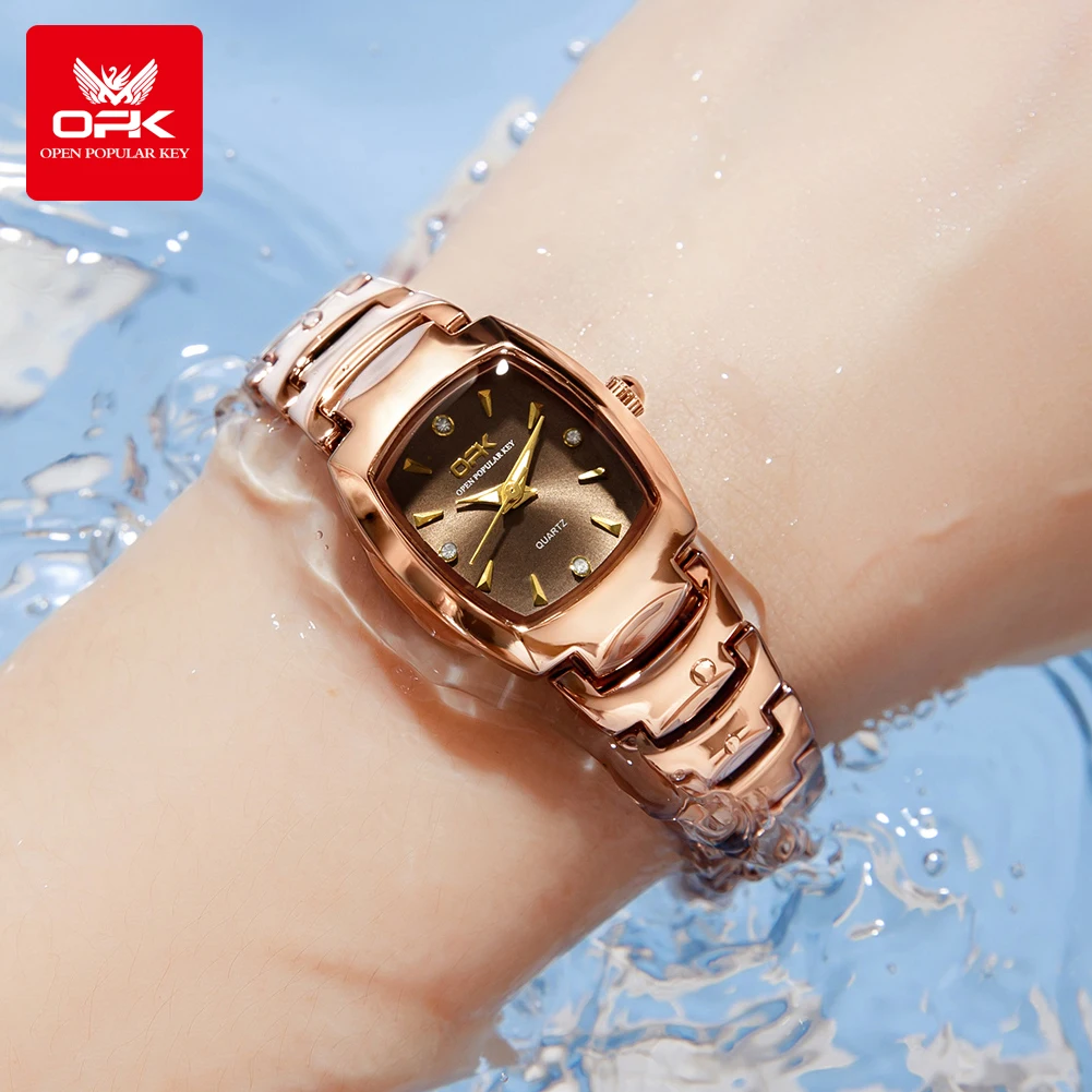 OPK 8112 Women Watches Elegant Simple Original Quartz Wristwatch Waterproof Luminous Square Ladies Watches Gifts Box Reloj