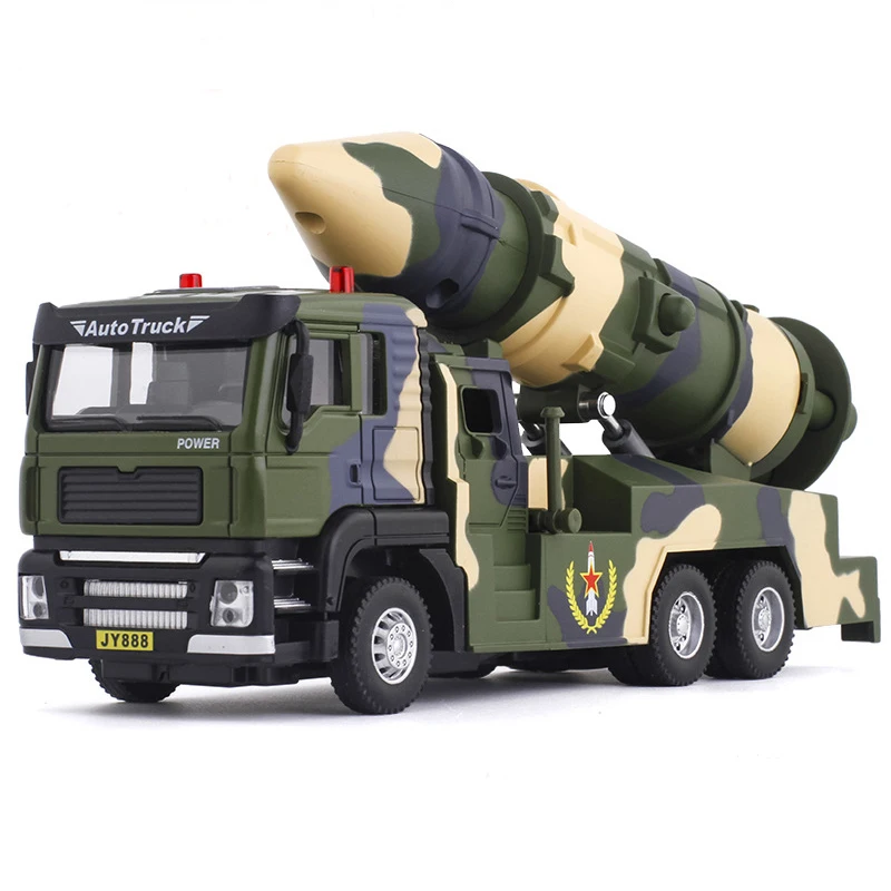 Children Toys Alloy Car Model Military Armored Trucks Rocket Transport Vehicle Diecast  Festival Gifts Collection Toys For Boys