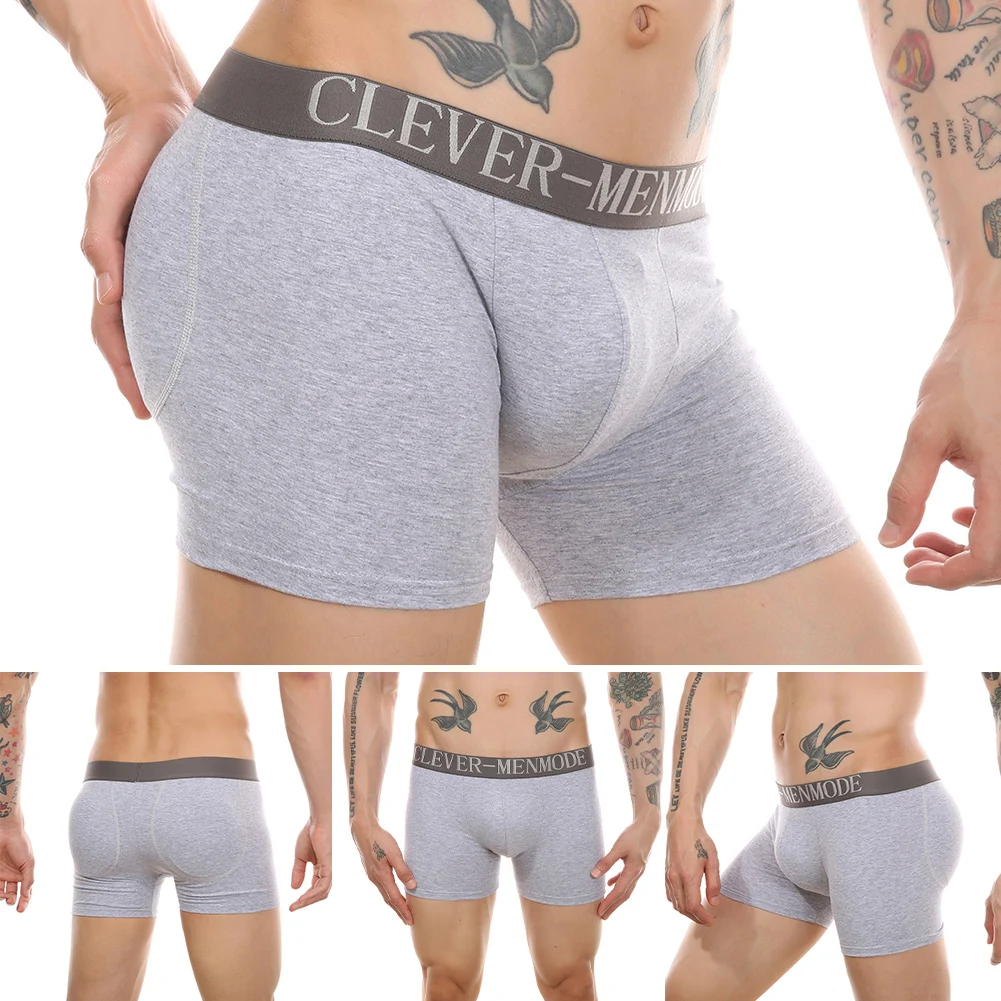 Men Boxers Butt Padded Hip Up Underwear Sponge Cup Butt Lifter Shaperwear Ultra-soft Elasticity Trunks Breathable Lingerie