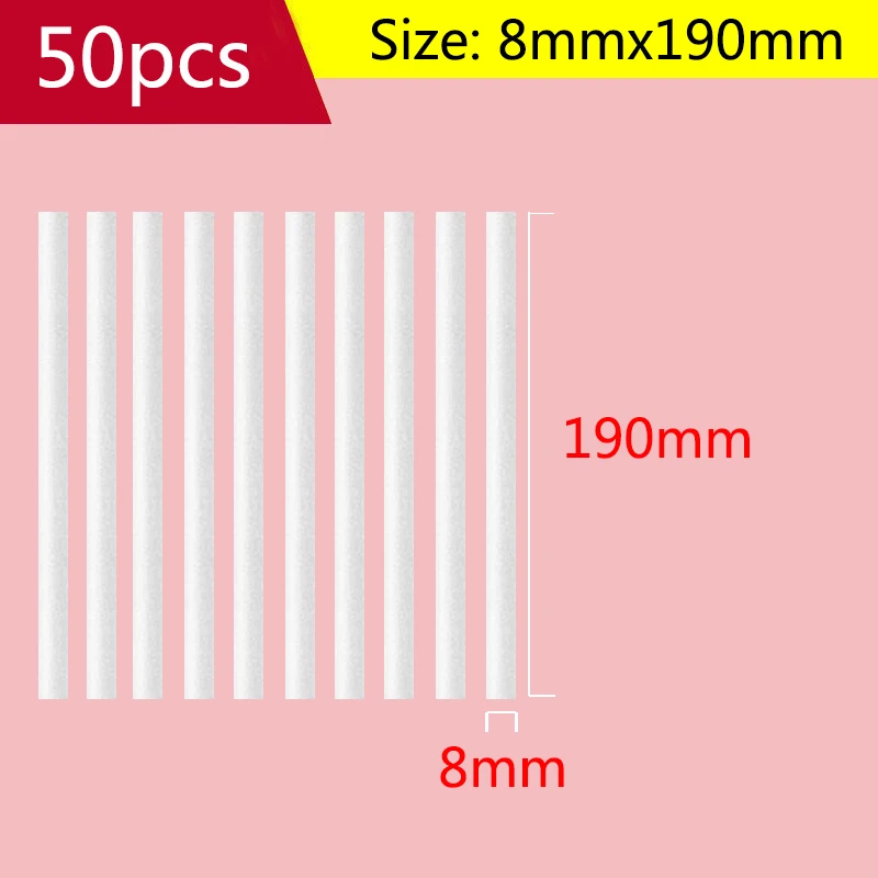 8mmx190mm 50pcs Air Humidifier Aroma Diffuser Replacement High Quality Water Absorbing Cotton Swab Filters Universal Cuttable