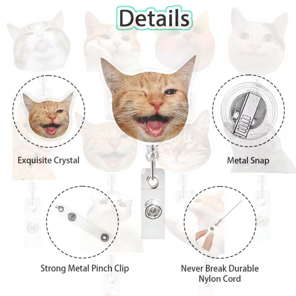 Funny Cat Meme Badge Reel Retractable For Nurse Doctor Teacher Student Office Worker Id Name Badge Holder With Alligator Clip