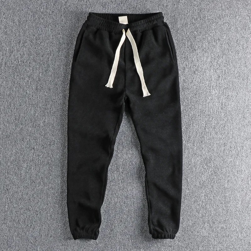 

Autumn Winter New Fashion Men's Solid Color Loose Simple Basic Casual Trendy Daily Drawstring Jogger Pants Male Trousers Clothes