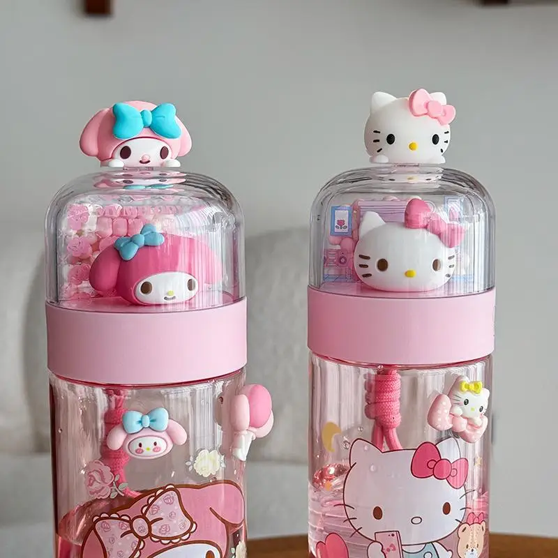 2025 New Sanrio Kuromi Hello Kitty Cinnamoroll Cute Tritan Water Bottle Portable Sip Cup For Students Kids Gift Bpa Free