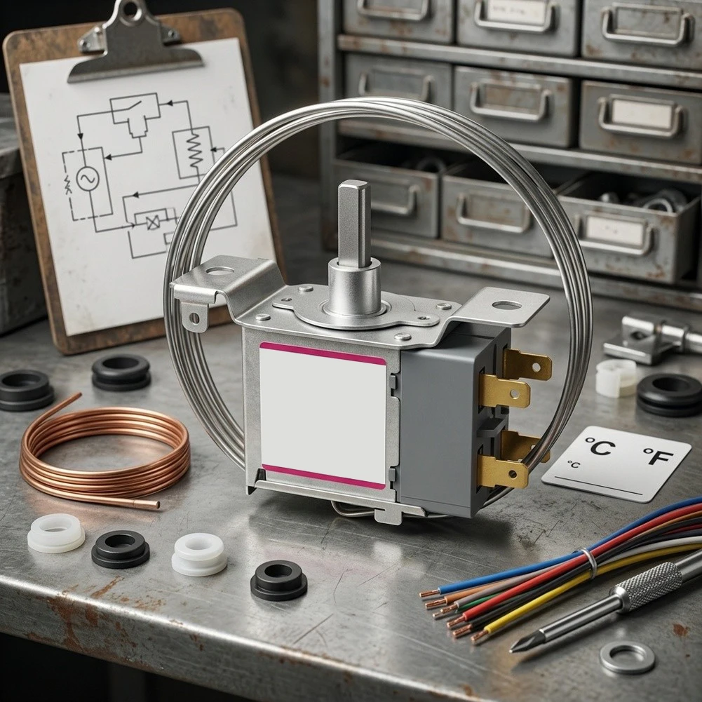 Compressor Control Switch WPF-34E Thermostat Metal Construction Easy Installation Energy Efficient For Food Safety