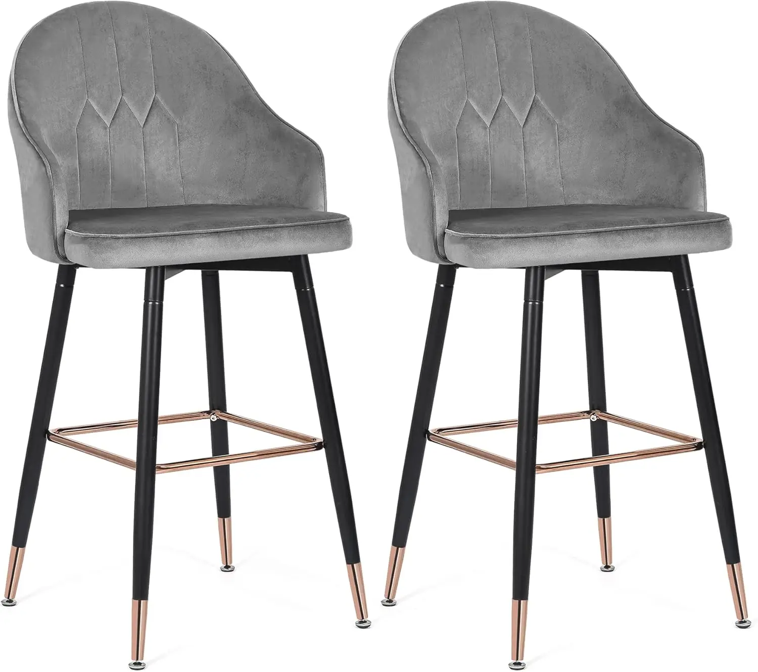 43.7"" Height Bar Stool With Backs Modern Accent Chairs,Upholstered Kitchen Stools With Footrest For Cafe, Pub, Set Of 2,Z-Gray