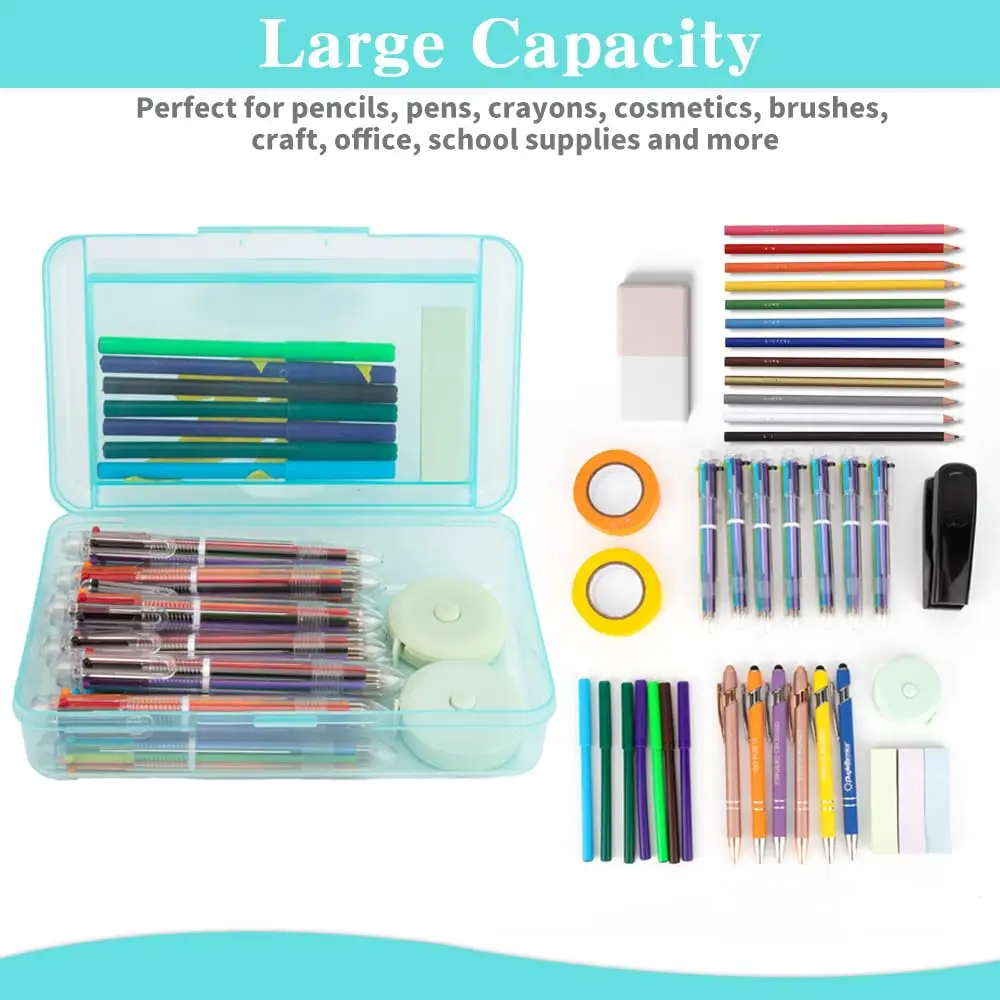 Hard Pen Case Smooth Edge Plastic Pencil Box Double Layer Pencil Case Large Capacity Pencil Organizer Box For School Kids Art